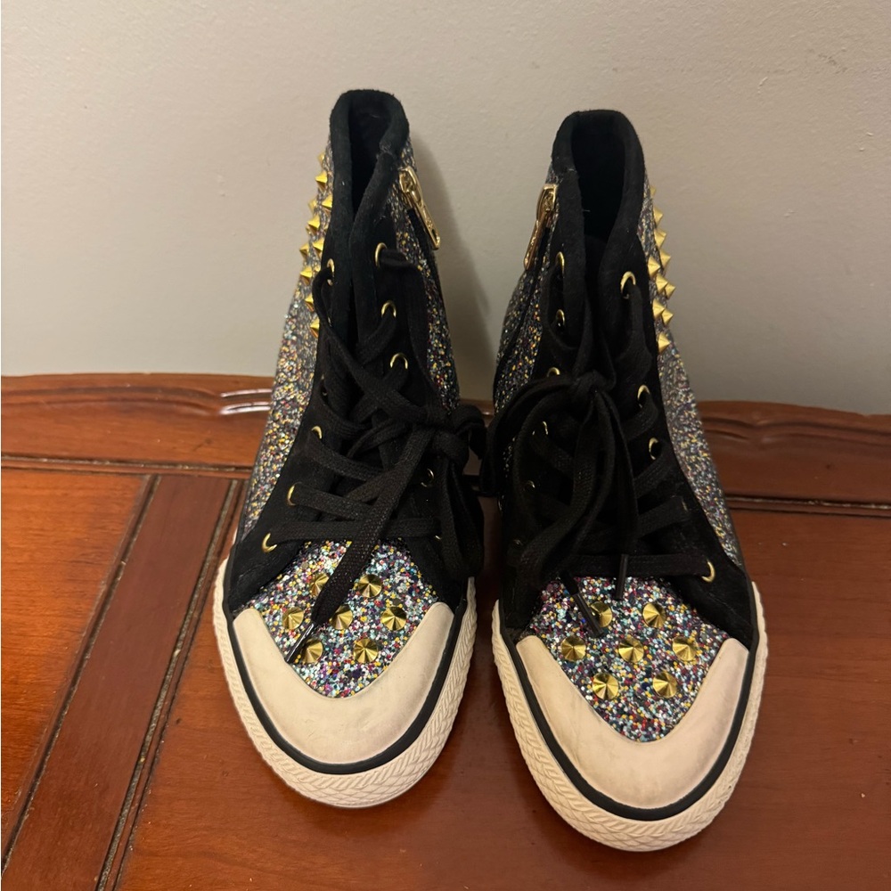 Kid’s Ash Multicolor High-Top Sneakers with Studs